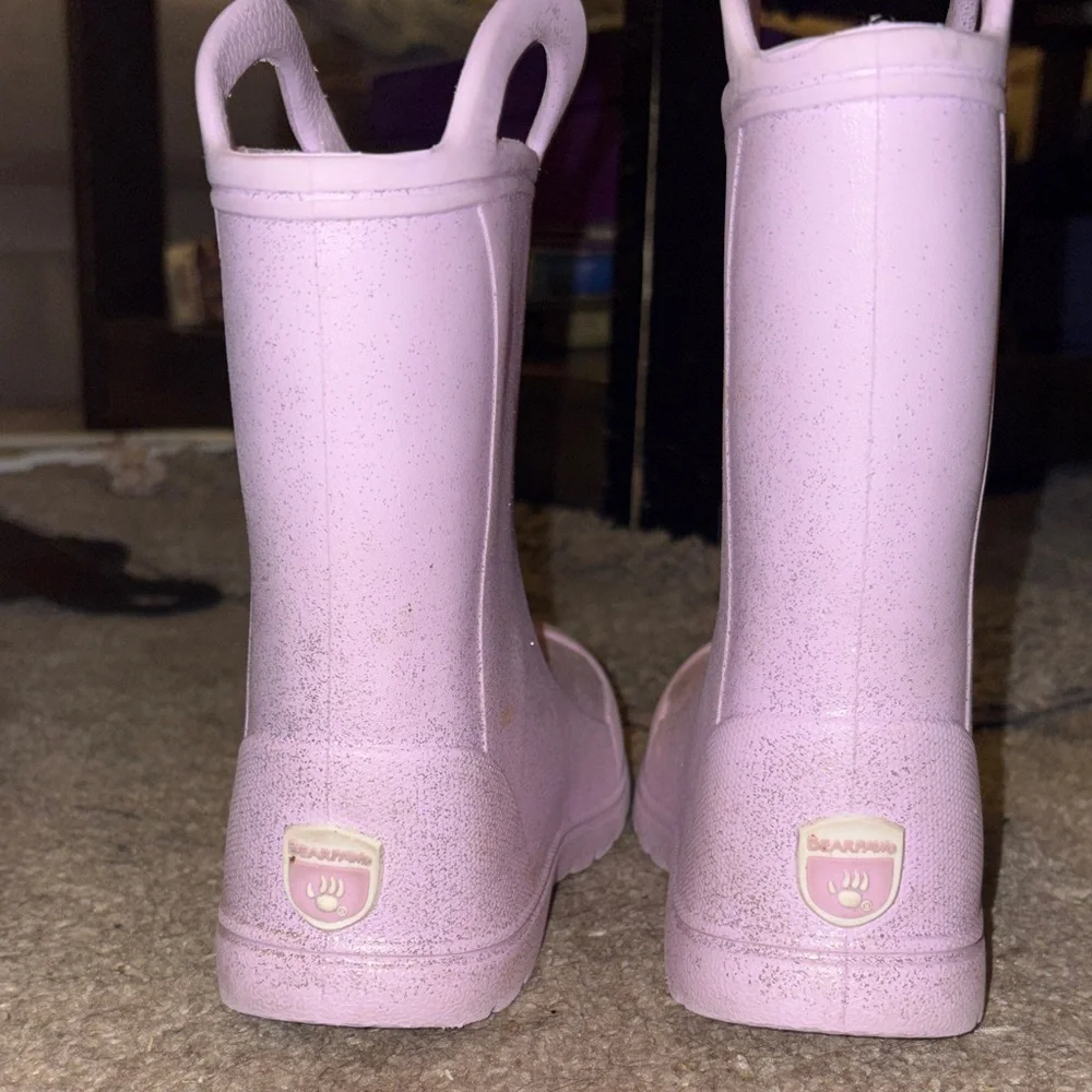 BearPaw Pink Glitter Rain Boot Close-Up